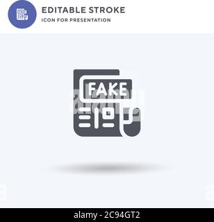 Fake News Icon Vektor, gefüllt flache Zeichen, solide Piktogramm isoliert auf weiß, Logo-Illustration. Fake News Symbol für Präsentation. Stock Vektor