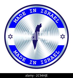 Hergestellt in Israel Siegel oder Stempel. Rundes Hologramm-Schild für Etikettendesign und nationale Vermarktung. Abzeichen für Israel lokale Produktion Stock Vektor