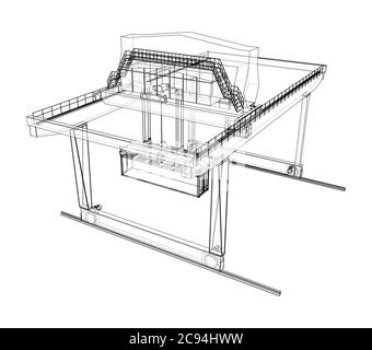 Umriss des Portalbehälters auf der Schiene Stock Vektor