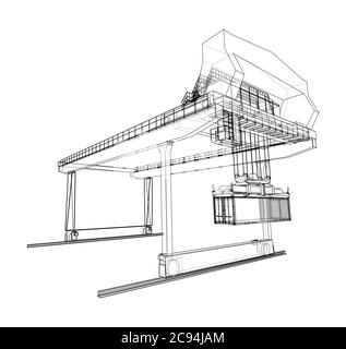 Umriss des Portalbehälters auf der Schiene Stock Vektor
