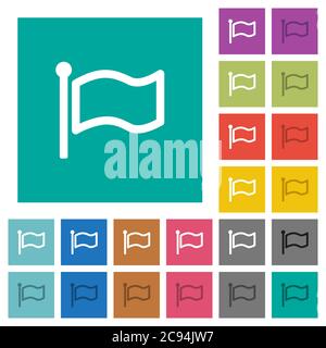 Flag mehrfarbige flache Symbole auf einfachen quadratischen Hintergründen. Weiße und dunklere Symbolvarianten für schwebe- oder aktive Effekte. Stock Vektor