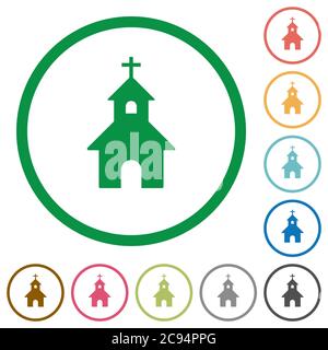 Flache Farbsymbole in runden Umrissen auf weißem Hintergrund Stock Vektor