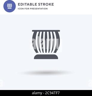 Tablas Symbolvektor, gefülltes flaches Zeichen, solides Piktogramm isoliert auf weiß, Logo-Illustration. Tablas-Symbol für die Präsentation. Stock Vektor