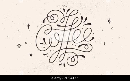 Kaffee. Handgezeichneter Schriftzug Text Kaffee Stock Vektor