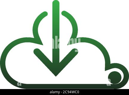 Unten Wolke Symbol Logo Design Konzept Vektor illustrieren Stock Vektor