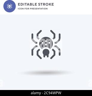 Spider Icon Vektor, gefüllt flaches Zeichen, solides Piktogramm isoliert auf weiß, Logo-Illustration. Spider Symbol für die Präsentation. Stock Vektor