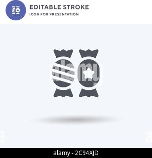 Bonbons Icon Vektor, gefüllt flaches Zeichen, solides Piktogramm isoliert auf weiß, Logo-Illustration. Bonbons Symbol für Präsentation. Stock Vektor
