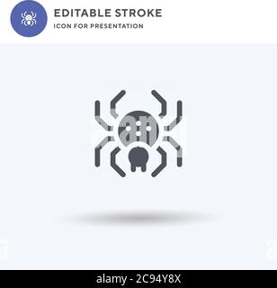 Spider Icon Vektor, gefüllt flaches Zeichen, solides Piktogramm isoliert auf weiß, Logo-Illustration. Spider Symbol für die Präsentation. Stock Vektor