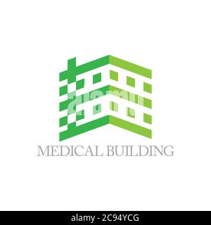 Hohes Krankenhaus Gebäude geometrisches Design Logo Vektor Stock Vektor