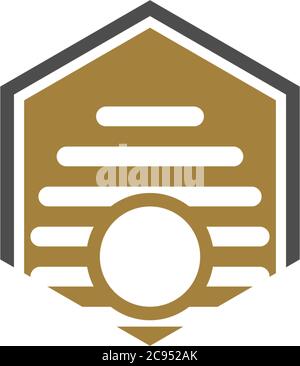 Honeycomb Logo, Blatt Honig Logo Symbol Design Konzept Illustration Stock Vektor
