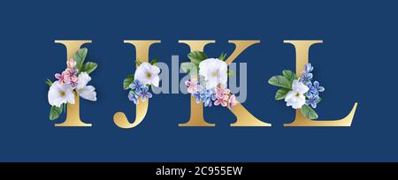 Schriftart Mit Floralem Alphabet Stock Vektor