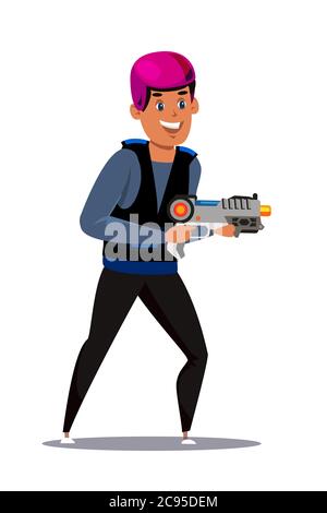 Laser Tag Player flache Vektor-Illustration Stock Vektor