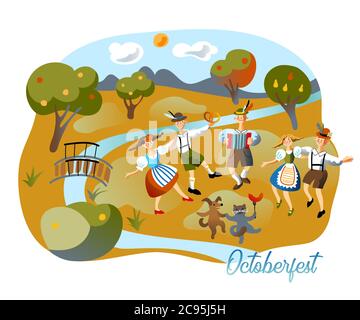 Oktoberfest Feier flache Vektor-Illustration Stock Vektor