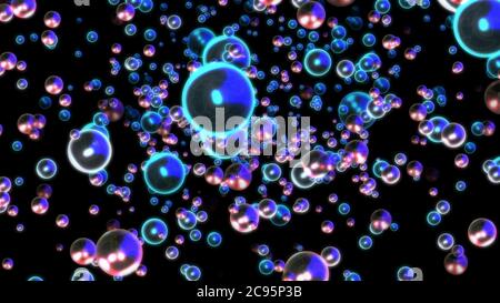 Bubbles Flüssigkeit 3d Illustration Rendern, abstrakter Hintergrund Stockfoto