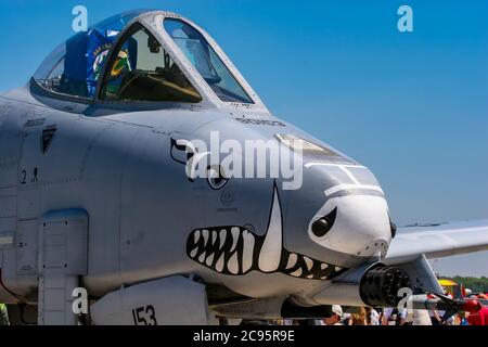 BARKSDALE, USA - 22. APRIL 2007: A-10a Thunderbolt II Flugzeug vom 47. Jagdgeschwader auf der Barksdale Air Base. Seit 1933 ist die Basis invitin Stockfoto