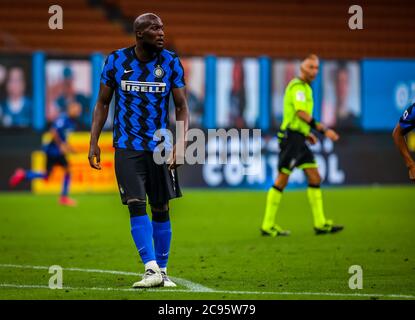 Romelu Lukaku vom FC Internazionale im Spiel Serie A 2019/20 zwischen FC Internazionale und SSC Napoli im San Siro Stadium, Mailand, Italien auf J Stockfoto