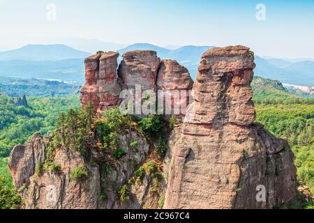 Die Belogradchik Felsen - natürliches Wahrzeichen in der Gegend von Belogradchik, Balkangebirge, Nordwesten Bulgariens Stockfoto