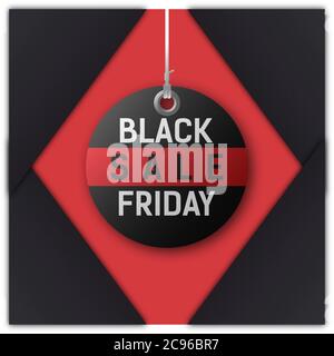 Schwarz und rot Design von Black Friday Logo, Verkäufe und Rabatte Stock Vektor