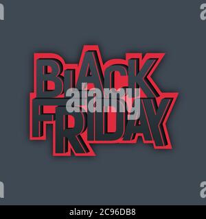 Black Friday 3D-Logo mit roten und schwarzen Farben, ermäßigte Verkäufe Stock Vektor