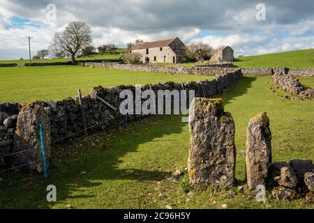 Verlassene Bauernhaus als Scheune verwendet, in der Nähe von Brassington, Peak District National Park, Derbyshire Stockfoto