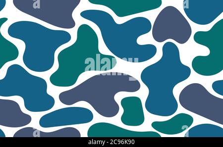 Organische handgezeichnete Formen. Nahtloses abstraktes Biologie-Flachmuster mit glatten gekrümmten Blob-Formen. Vektor nahtloser Hintergrund Stock Vektor