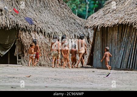 INDIOS YANOMAMI, IRONAVI STAMM, BRAZO CASIQUIAIRE, AMAZONAS, VENEZUELA Stockfoto