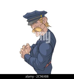 Bunchy American Polizist auf weißem Hintergrund Stock Vektor