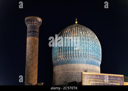 Das Mausoleum Gor Amir Maqbarasi in Samarkand, Usbekistan Stockfoto