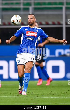 Mailand, Italien. Juli 2020. Nikola Maksimovic (Napoli) während des italienischen 'Serie A'-Spiels zwischen Inter 2-0 Napoli im Giuseppe Meazza-Stadion am 28. Juli 2020 in Mailand, Italien. Quelle: Maurizio Borsari/AFLO/Alamy Live News Stockfoto