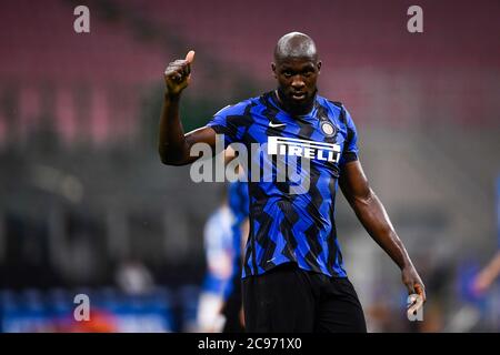 Mailand, Italien. Juli 2020. Romelu Lukaku (Inter) während des italienischen 'Serie A'-Spiels zwischen Inter 2-0 Napoli im Giuseppe Meazza-Stadion am 28. Juli 2020 in Mailand, Italien. Quelle: Maurizio Borsari/AFLO/Alamy Live News Stockfoto