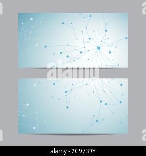 Set von horisontalen Bannern. Geometrisches Muster mit verbundenen Linien und Punkten. Stock Vektor