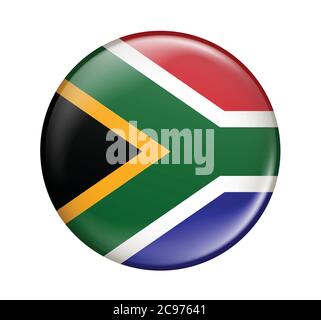 Südafrika Flagge Symbol Vektor Illustration isoliert auf weißem Hintergrund.Südafrika Flagge Symbol glänzend. Stock Vektor