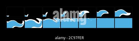 Liquid Animation Transitions Effekt. Transition fx Sprite Sheet für Videospiele, Cartoon oder Animation und Motion Design. Stock Vektor