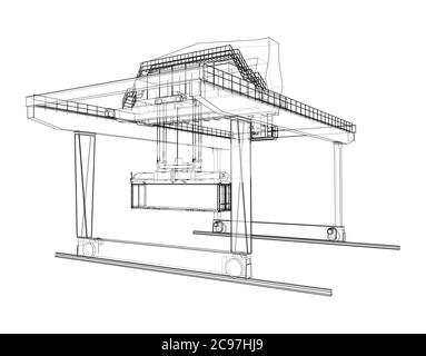 Umriss des Portalbehälters auf der Schiene Stock Vektor
