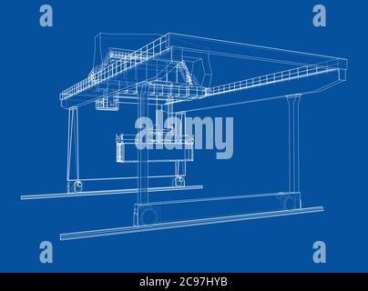 Umriss des Portalbehälters auf der Schiene Stock Vektor