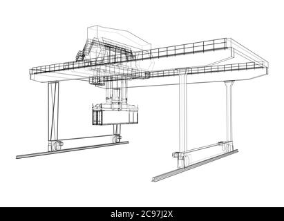 Umriss des Portalbehälters auf der Schiene Stock Vektor