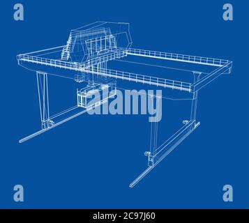 Umriss des Portalbehälters auf der Schiene Stock Vektor
