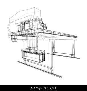 Umriss des Portalbehälters auf der Schiene Stock Vektor