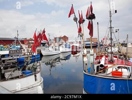 Fischerboote im Fischerlager, Simrishamn. Foto Jeppe Gustafsson Stockfoto