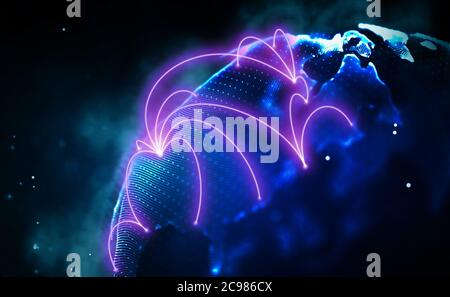 Blockchain Technologie Hintergrund. Cryptocurrency fintech block Chain Netzwerk und Programmierung Konzept. Abstrakte Segwit. Stockfoto