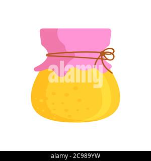 Glas mit goldenem Honig auf weißem Hintergrund. Vektorgrafik „Stock“. Stock Vektor