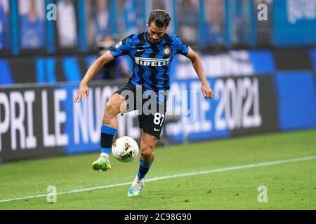 Mailand (ITALIEN) 28. Juli 2020. Italienische Serie A. FC Internazionale gegen SSC Neapel. Antonio Candreva vom FC Internazionale . Stockfoto