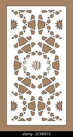 Lasermuster. Dekorative Vektorplatten zum Laserschneiden. Schablone für die innere Trennwand im Arabesken Stil. Vektor-Lasermuster Stock Vektor