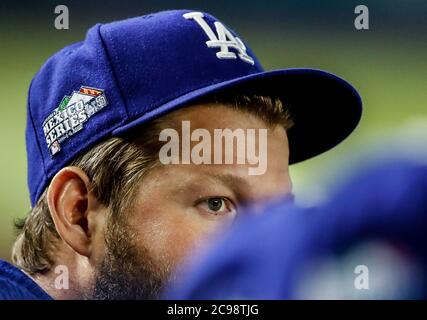 Clayton Kershaw. Baseball-Action während der Los Angeles Dodgers Spiel gegen San Diego Padres, das zweite Spiel der Major League Baseball Series in Mexiko, im Sultans Stadium in Monterrey, Mexiko am Samstag, 5. Mai 2018 statt. (Foto: Luis Gutierrez) Acciones del partido de beisbol, durante el encuentro Dodgers de Los Angeles contra Padres de San Diego, segundo juego de la Serie en Mexico de las Ligas Mayores del Beisbol, realizado en el estadio de los Sultanes de Monterrey, Mexico el sabado 5 de Mayo 2018. (Foto: Luis Gutierrez) Stockfoto
