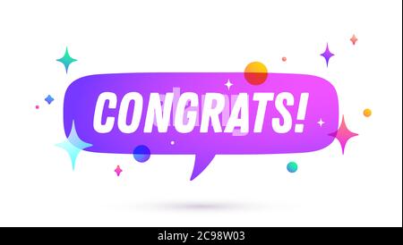 Herzlichen Glückwunsch. Sprechblase Stock Vektor