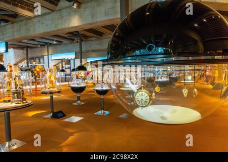 Schweiz, Kanton Neuchatel, La Chaux-de-Fonds, Internationales Uhrmachermuseum, Uhrwerke Stockfoto