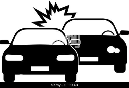 Einfache schwarz-weiß Auto Crash oder Straßenunfall Symbol Vektor-Illustration Stock Vektor