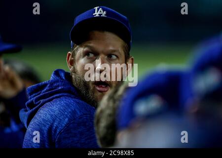 Clayton Kershaw. Baseball-Action während der Los Angeles Dodgers Spiel gegen San Diego Padres, das zweite Spiel der Major League Baseball Series in Mexiko, im Sultans Stadium in Monterrey, Mexiko am Samstag, 5. Mai 2018 statt. (Foto: Luis Gutierrez) Acciones del partido de beisbol, durante el encuentro Dodgers de Los Angeles contra Padres de San Diego, segundo juego de la Serie en Mexico de las Ligas Mayores del Beisbol, realizado en el estadio de los Sultanes de Monterrey, Mexico el sabado 5 de Mayo 2018. (Foto: Luis Gutierrez) Stockfoto