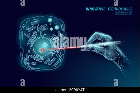 Science Biologie Gen modifizierendes Konzept. Laser Operation Virtual Reality Modifikation. Futuristische Medizin Forschung Gentherapie Gesundheit Analyse Vektor Stock Vektor