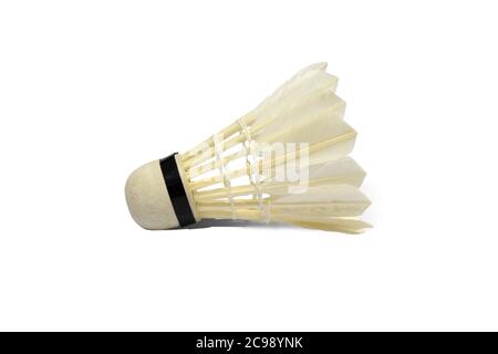 Federball isoliert auf weißem Hintergrund mit Beschneidungspfad. Stockfoto